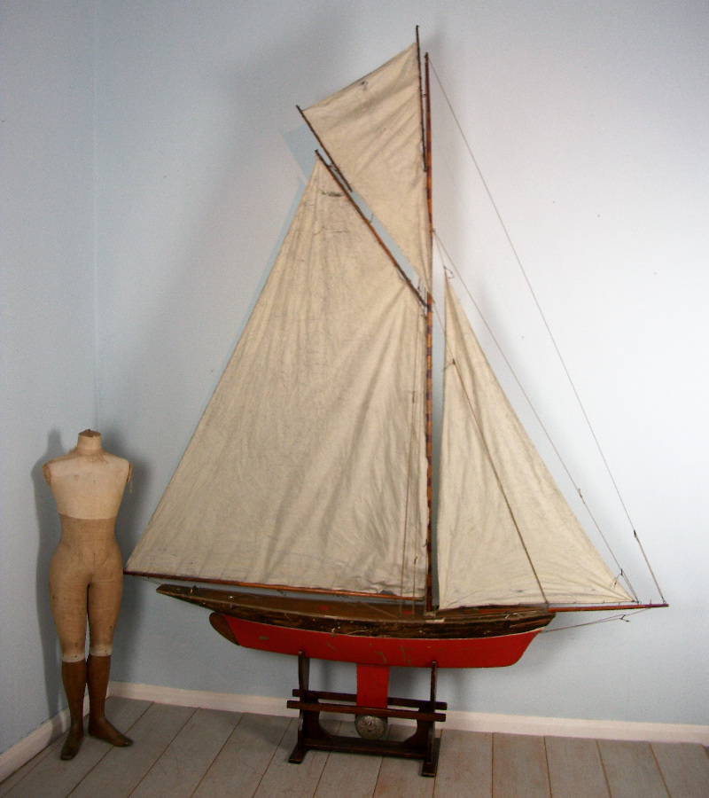  	Victorian Large Lake Yacht on stand